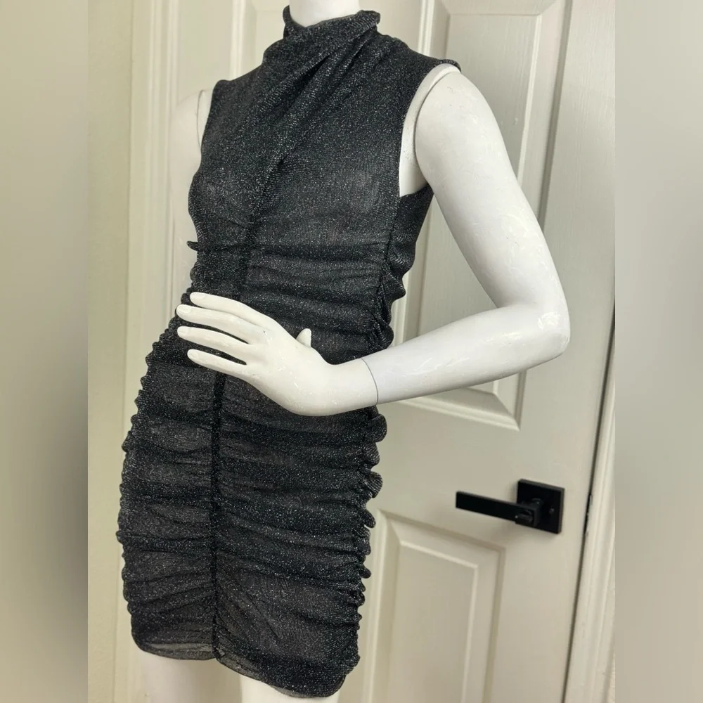 ALLSAINTS Tia Metallic Dress Gunmetal Sleeveless SIZE 4. A38